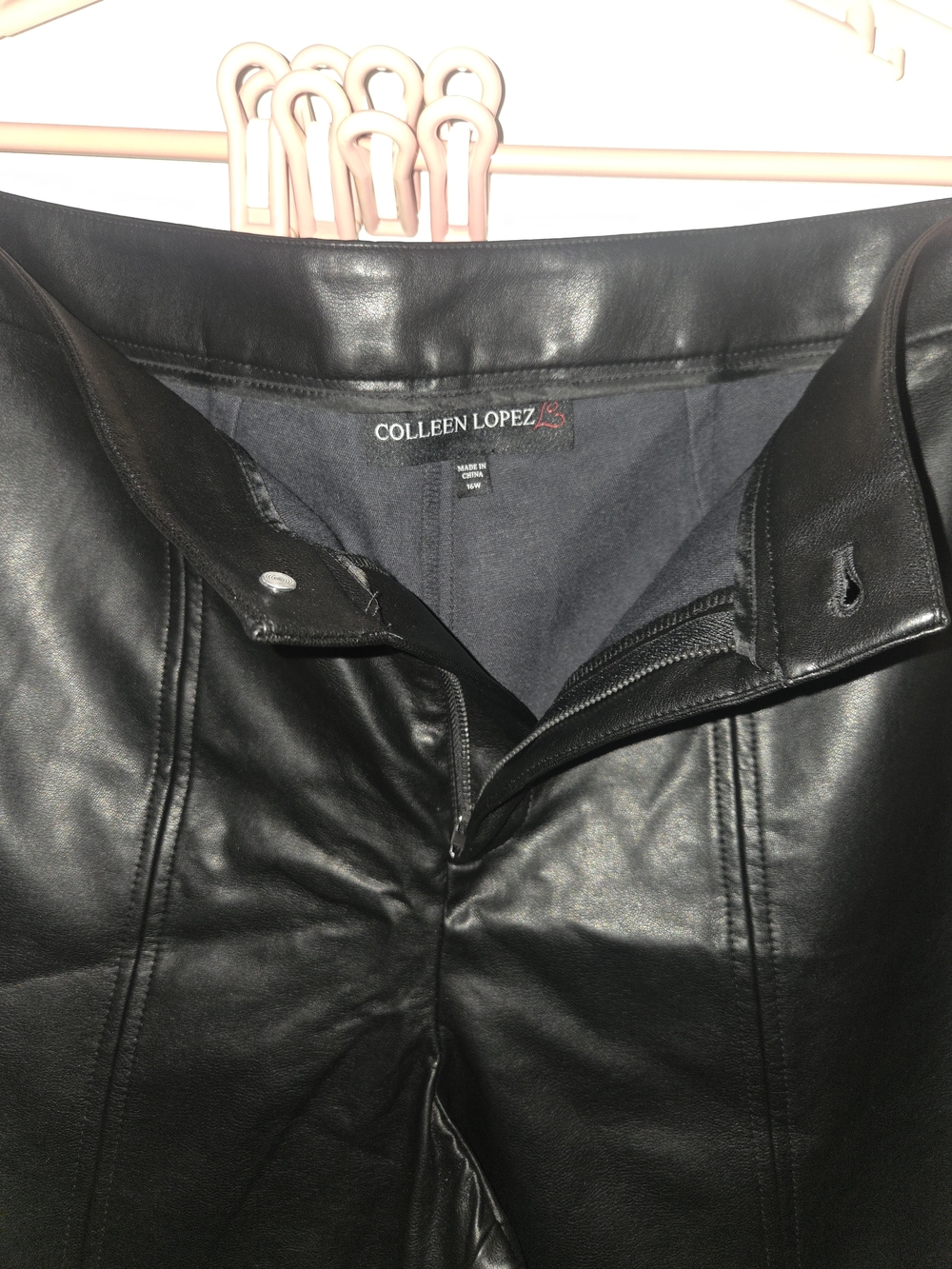 Colleen Lopez Black Faux Leather Straight-Leg Pants